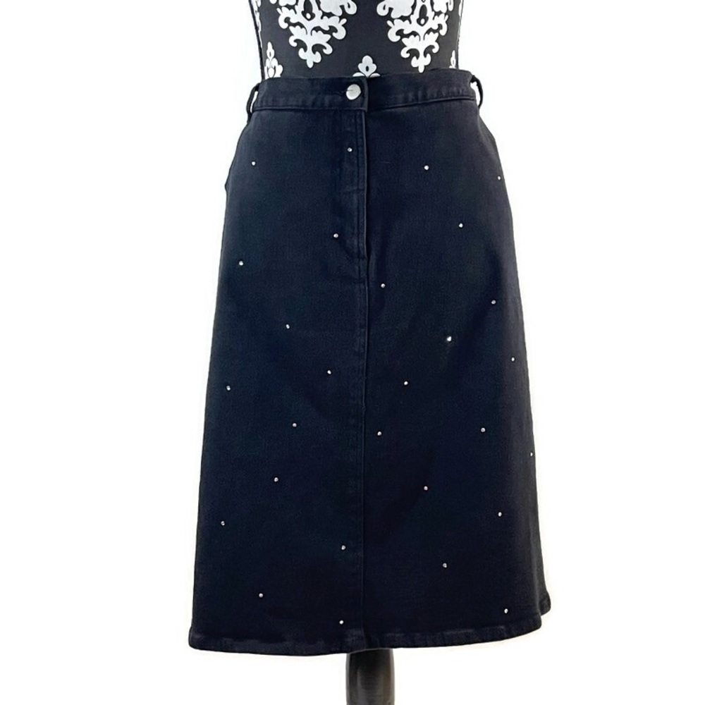 Carole Little Black Denim Rhinestone Skirt